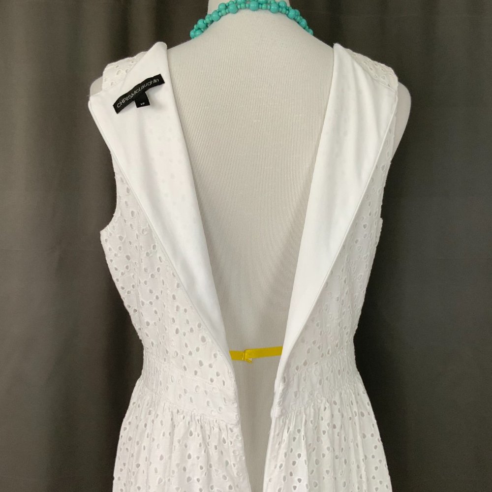 Chris McLaughlin White Eyelet & Lace Cotton Dress Cottagecore Artsy Sz 12 - Picture 12 of 16
